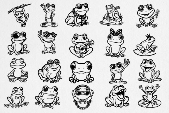 Funny Frog Clipart SVG, Baby PNG Bundle