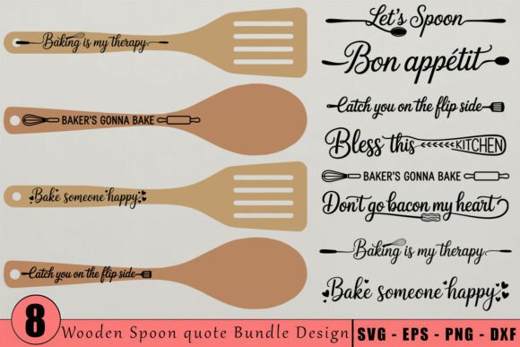 Kitchen Baking Wooden Spoon Quote Bundle