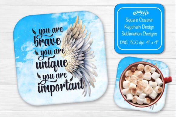 Square Coaster Sublimation Brave Quote