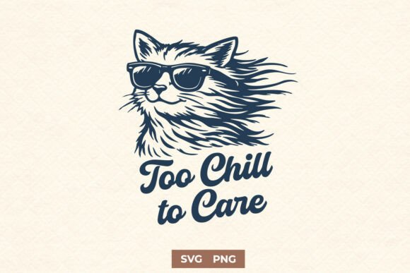 Too Chill to Care Cat SVG – Cool Cat PNG